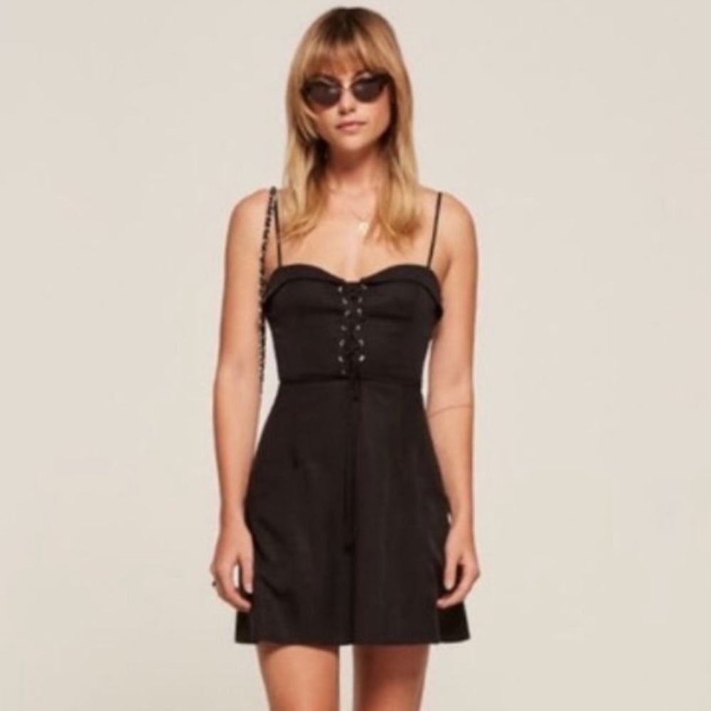 Reformation Lorimer Lace-up Dress, Black Size 0